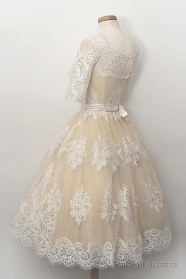 Fabulous Scalloped-Edge  Homecoming Dress With Lace Pearls
