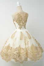 Fabulous White Homecoming Dress  Jewel Knee-Length Lace Appliques