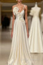Fabulous White Satin Evening Prom Dresses with Ruffles
