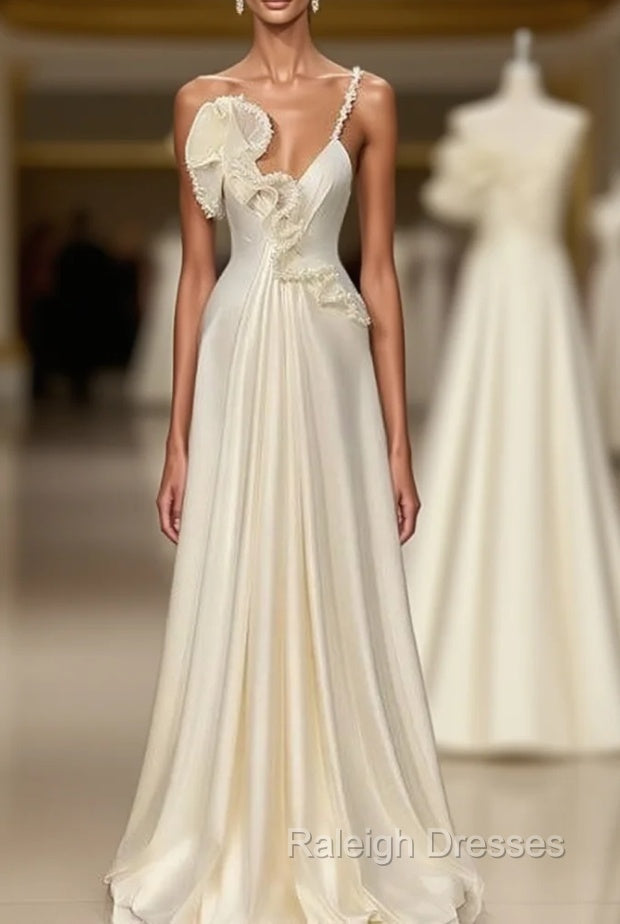 Fabulous White Satin Prom Prom Dresses with Ruffles