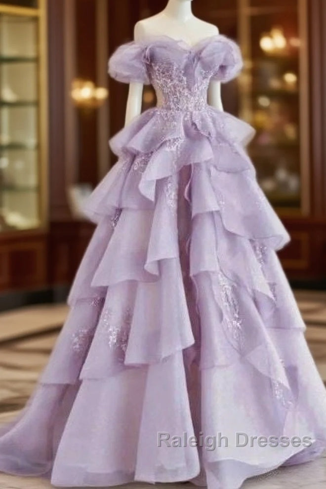 Fairy A Line Off The Shoulder Lilac Prom Dresses Evening Dress