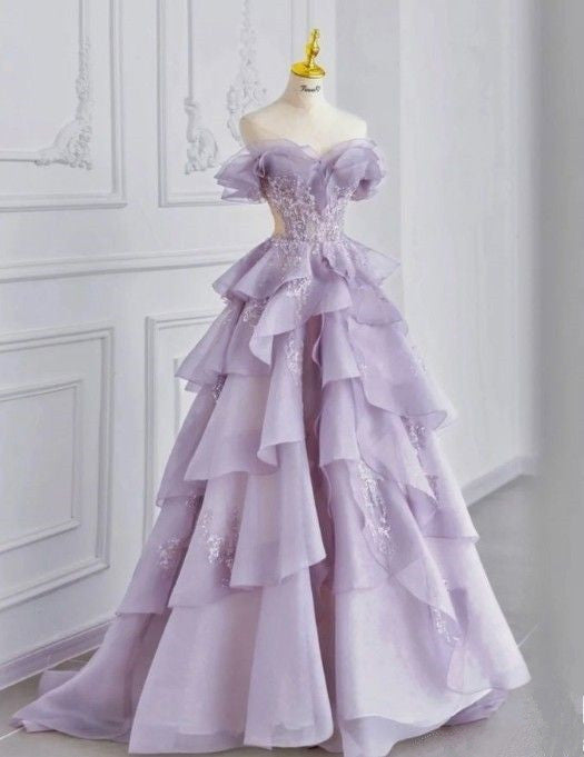 Fairy A Line Off The Shoulder Lilac Prom Dresses Evening Dress Main image