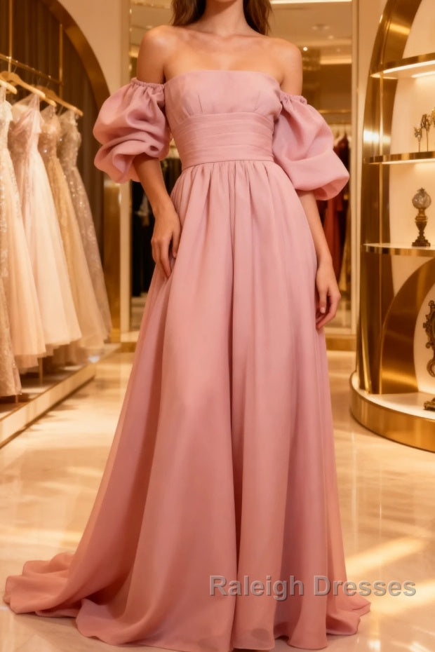 Fairy A Line Pink Long Prom Dresses Evening Dress Main image