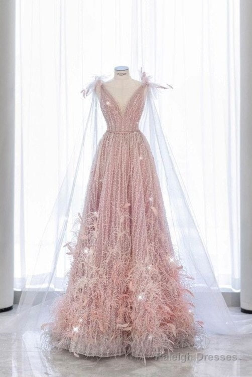 Fairy A-Line Sequin Pink Prom Dress