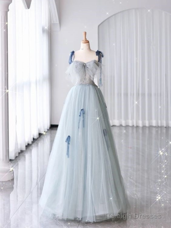 Fairy A Line Straps Tulle Long Mint Green Prom Dress Main image
