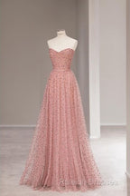 Fairy A Line Sweetheart Pink Long Tulle Prom Dresses 22Th Birthday Outfit