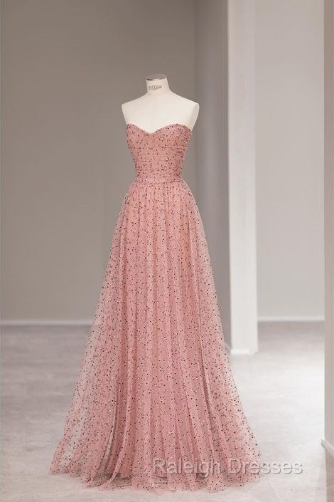 Fairy A Line Sweetheart Pink Long Tulle Prom Dresses 22Th Birthday Outfit