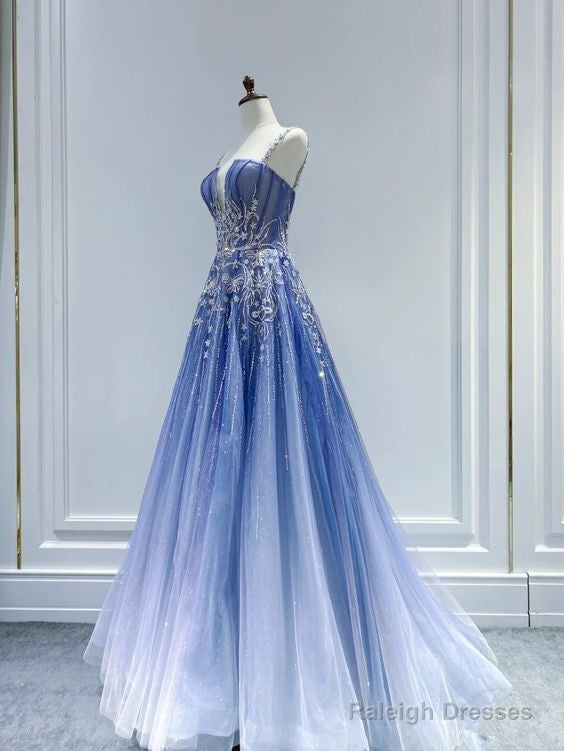 Fairy Ball Gown Ombre Blue Tulle Prom Dresses Evening Dress Main image