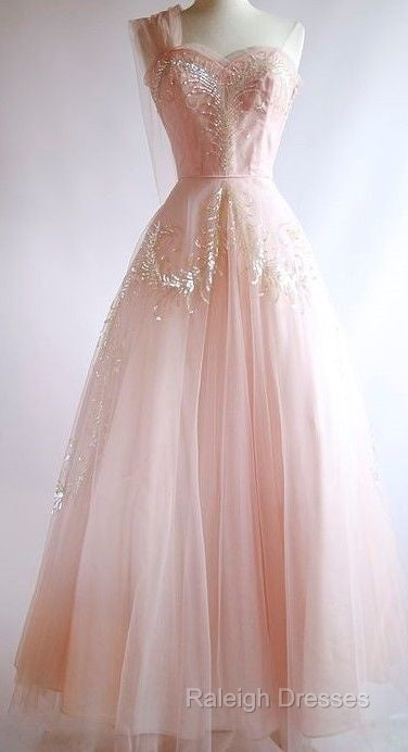 Fairy Ball Gown One Shoulder Pink Lace Prom Dresses Ankel Length Evening Dress Secondary image