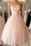 Fairy Ball Gown Pink Knee Length Prom Dresses Evening Dress