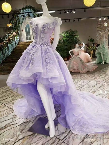 Fairy High Low Off The Shoulder Lilac Prom Dress