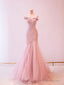 Fairy Mermaid Strapless Pink Prom Dresses Evening Dress