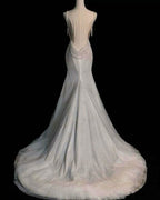Fairytale Mermaid Wedding Dress Glittering Straps Backless Wedding Dresses