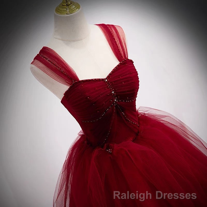 Fairytale Tulle Burgundy Sweet 16th Dress Ball Gowns for Prom,Princess Formal Dresses