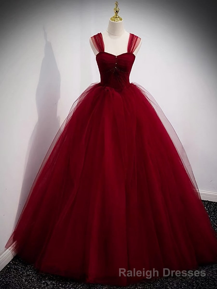 Fairytale Tulle Burgundy Sweet 16th Dress Ball Gowns for Prom,Princess Formal Dresses