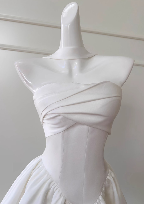 Fairytale White Strapless Short Prom Dress For Party&Birthday Elegant Evening Dress Secondary image