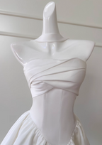 Fairytale White Strapless Short Prom Dress For Party&Birthday Elegant Evening Dress