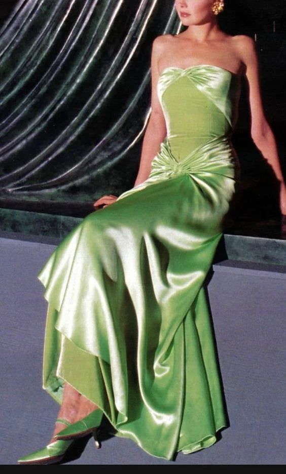 Fancy Mermaid Sweetheart Neckline Green Satin Prom Dresses Long Prom Dresses Prom Dresses Main image