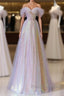 Fantasy Purple Bling Sequined Prom Dress Off Shoulder