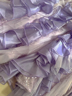 Fantasy Purple Mermaid Ruffled Tulle Sequined Long Formal Prom Dress
