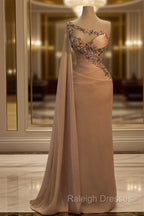 Fashion Evening Dresses For Women One Shoulder Sleeveless Gown Appliques Prom Party Dress