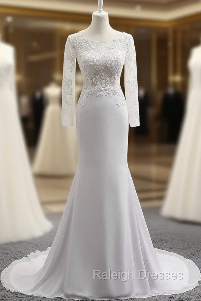 Fashion Mermaid Wedding Dresses Long Sleeve High Quality Sexy Scoop Neck
