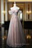 Fashion Pink Tulle Sequins Off the Shoulder Prom Dress