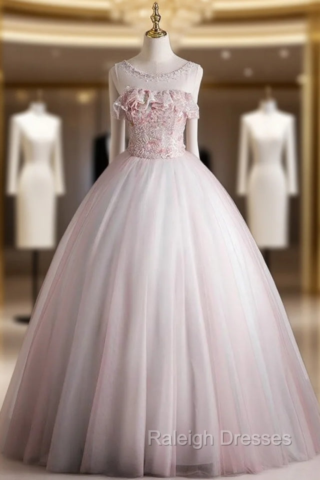 Fashion Pink Tulle Sequins Quinceanera Dress Main image