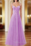 Fashion Purple Tulle Spaghetti Straps Appliques Prom Dress