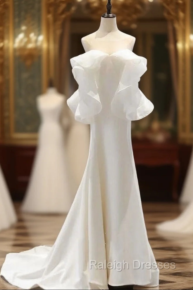 Fashion White Satin Off the Shoulder Wedding Dress