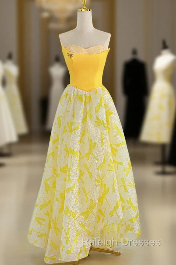 Fashion Yellow Sweetheart Long Prom Dress Main image