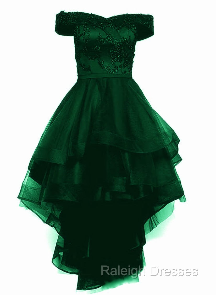 Fashionable Dark Green High Low Tulle with Lace Homecoming Dresses Green Prom Dress Secondary image