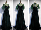 Fashionable Dark Green Velvet Long Prom Gowns Green Bridesmaid Dresses