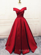 Fashionable Dark Red Satin Simple Off Shoulder Prom Dresses Red Prom Dresseses