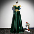 Fashionable Green Off Shoulder A-Line Prom Dress, Green Junior Evening Dress