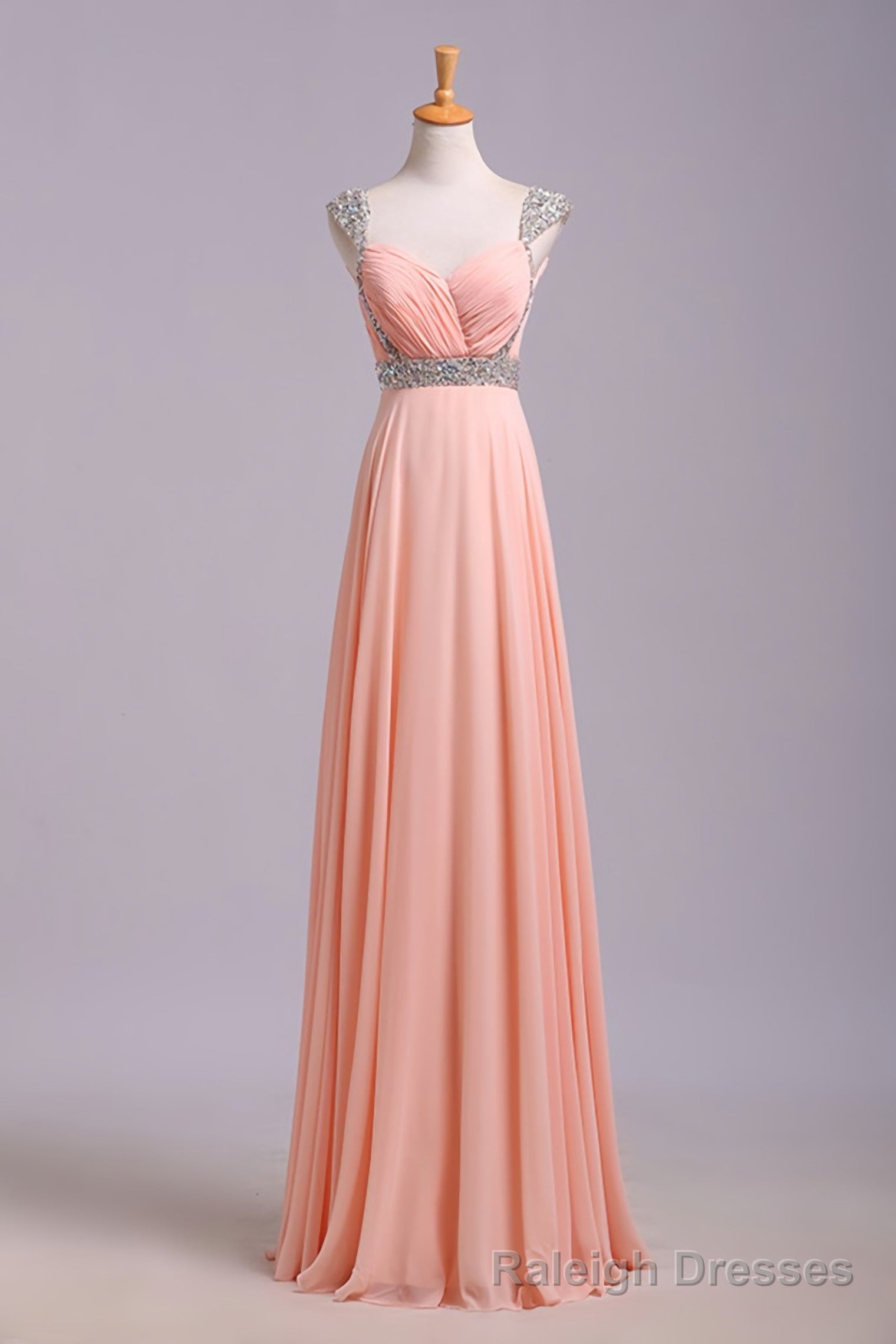 Best Selling Prom Dresses, A Line V Neck Floor Length Chiffon Zipper Back Secondary image