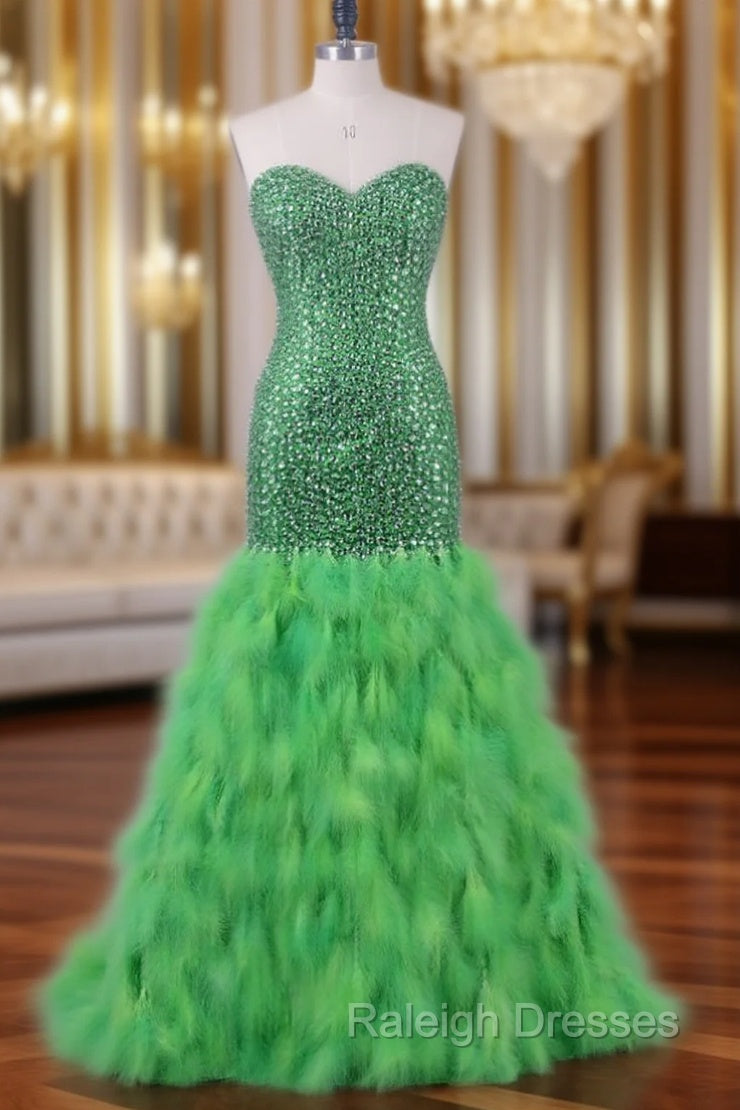 Feather Mermaid Prom Dresses Long Formal Dress For Women Wedding Party