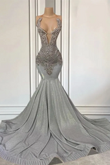 V-neck Flowers Mermaid Long Sleeves Prom Dresses