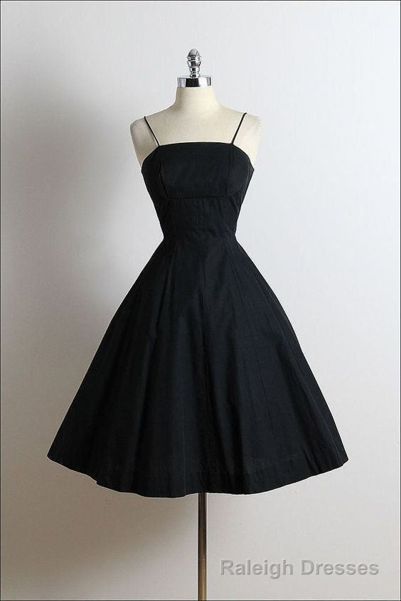 Mini A Line Black Spaghetti Straps Short Prom Dresses, Homecoming Dress Main image