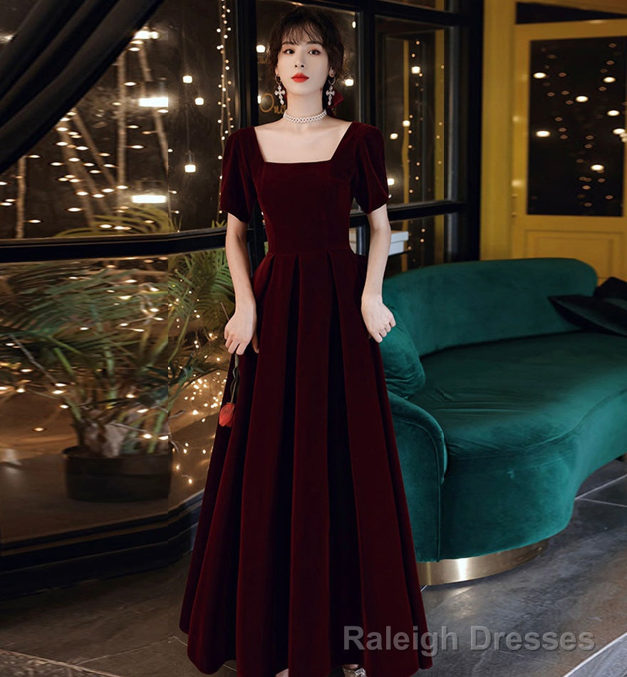 Cute velvet short prom dress with bow Prom dress Main image
