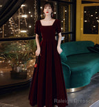 Cute velvet short prom dress with bow Prom dress