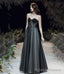 Black tulle long prom dress A line eveing dress