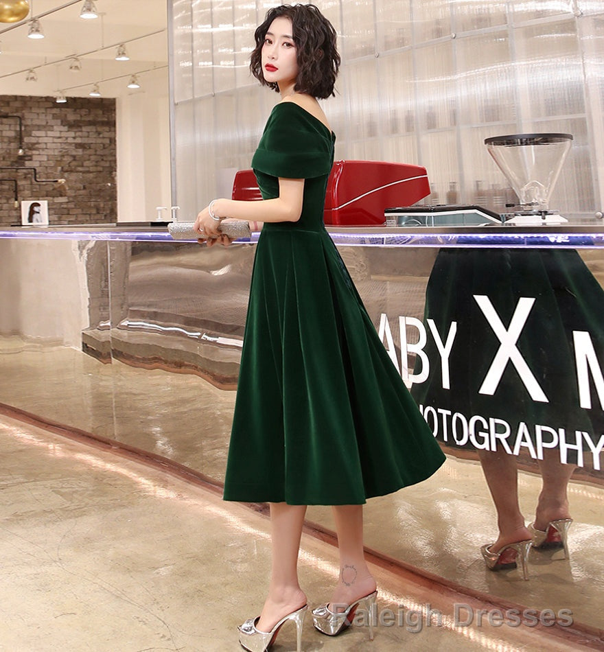 Green velvet short prom dress homecoming dress