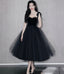 Black velvet tulle short prom dress homecoming dress