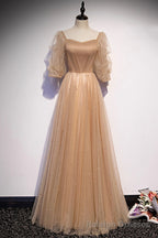 Cute Tulle Long Prom Dresses, A Line Prom Dresses