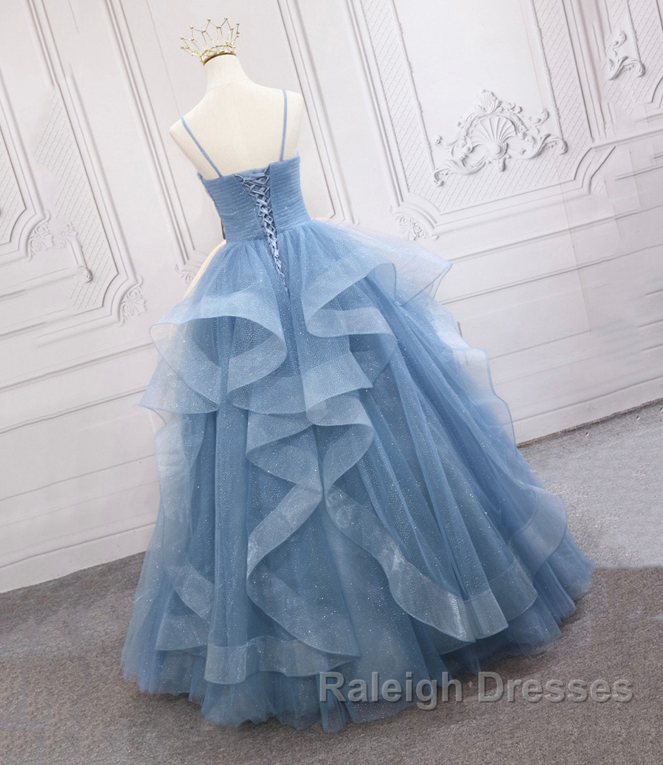 Blue Tulle Long Prom Dress Blue Evening Gown Secondary image