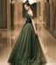 Green Tulle Long A Line Prom Dress Evening Dress