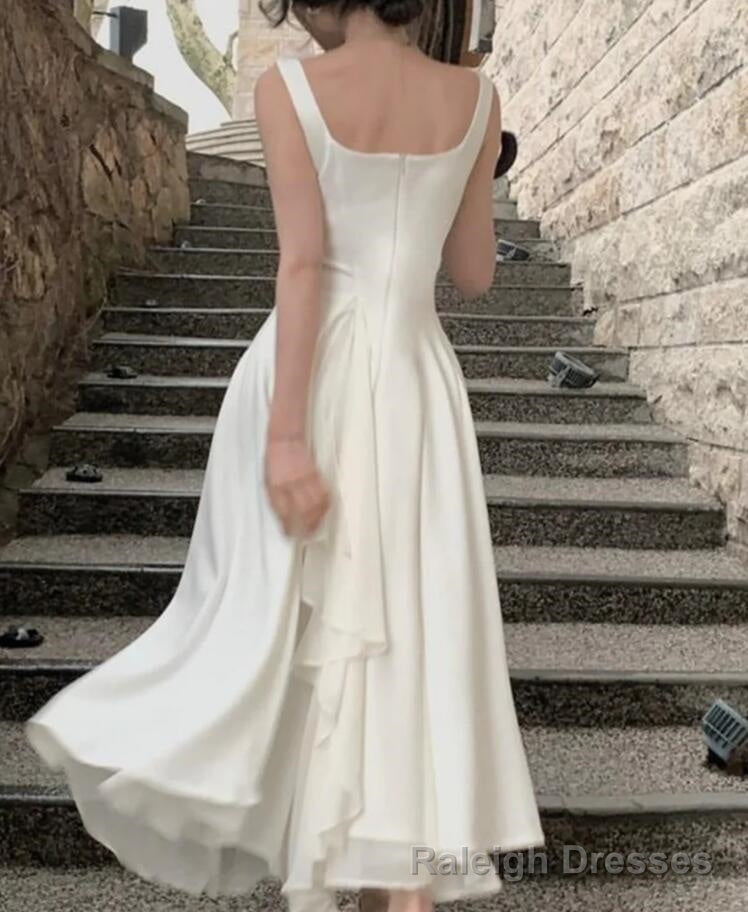 A Line Straps Ivory Prom Dresses