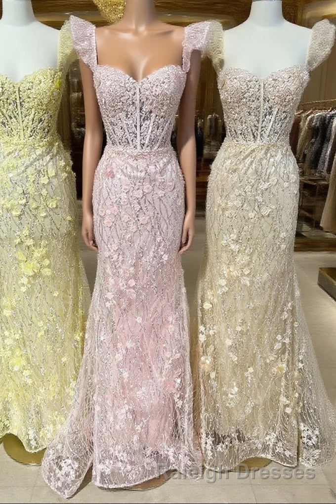 Cute Lace Appliques Sweetheart Spaghetti Straps Prom Dresses Main image