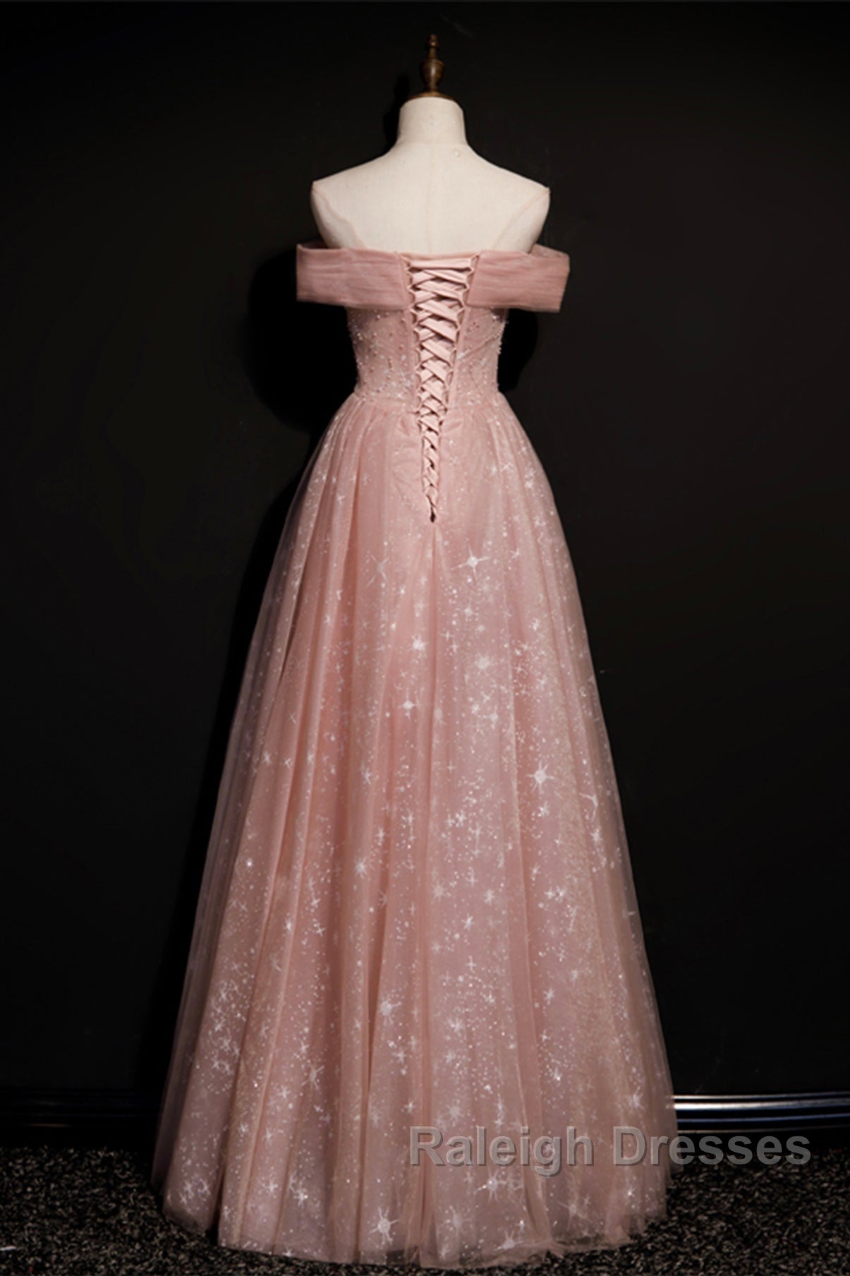 Cute tulle long A line prom dress evening dresses